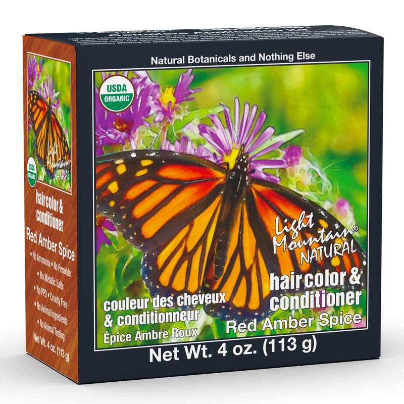 Light Mountain Henna Hair Color & Conditioner - Red Amber Spice Hair Dye for Men/Women, Organic Henna Leaf Powder and Botanicals, Chemical-Free, Semi-Permanent Hair Color, 4 Oz - Image 1